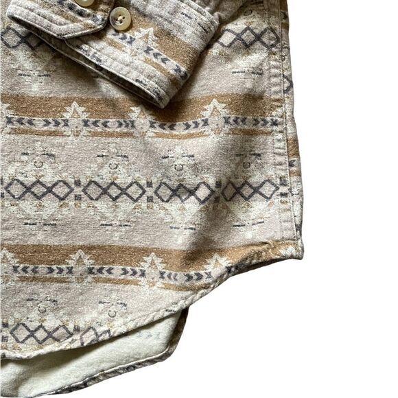 WOOLRICH Shale Aztec Stripe Button Down Shirt Tan Brown Size Large Men's - Picture 4 of 6